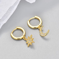 Clara Star Moon Hoop Piercing