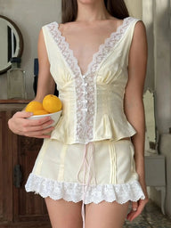 Clarisse Lace Trim Mini Skirt Set