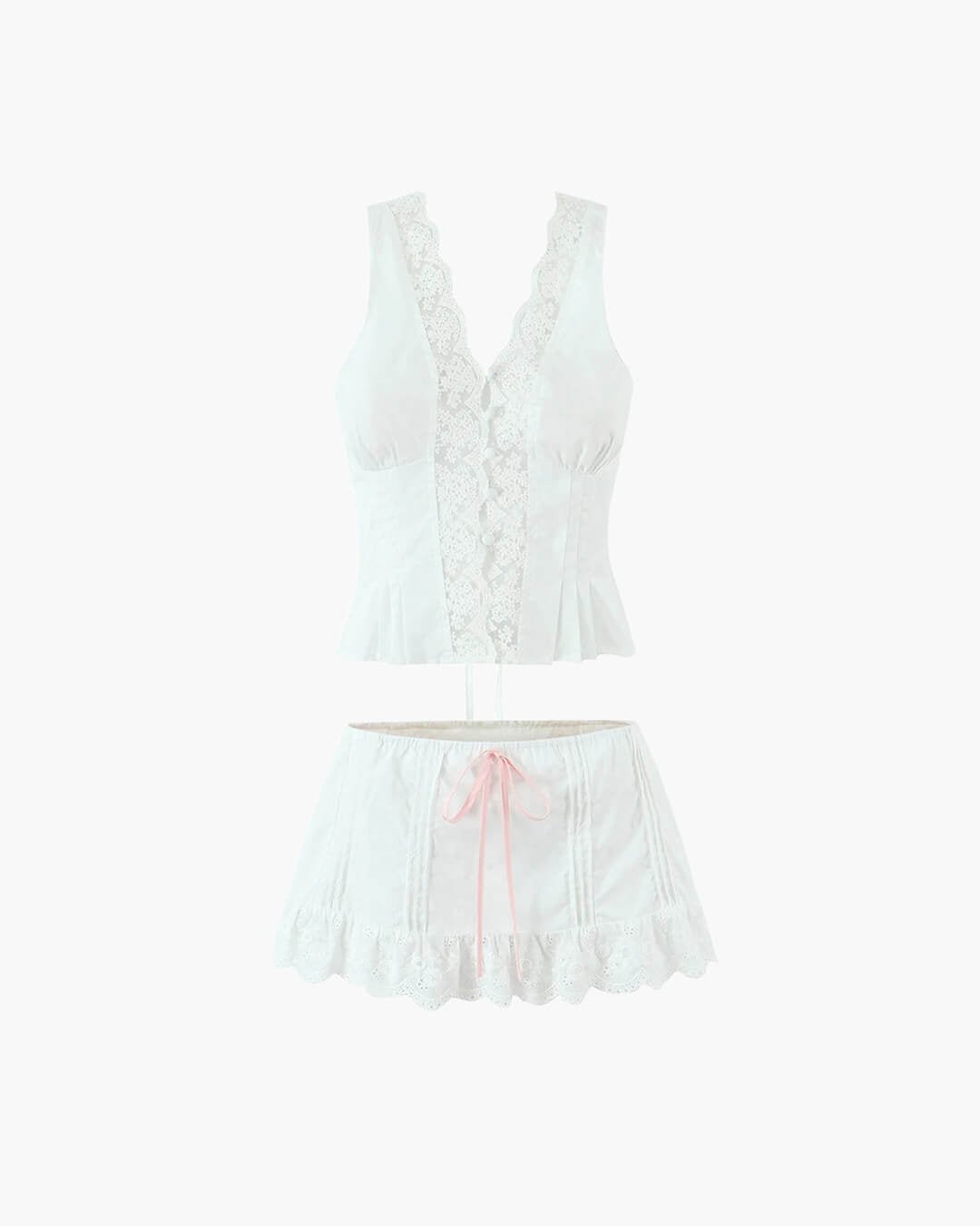 ZEYA - Clarisse Lace Trim Mini Skirt Set