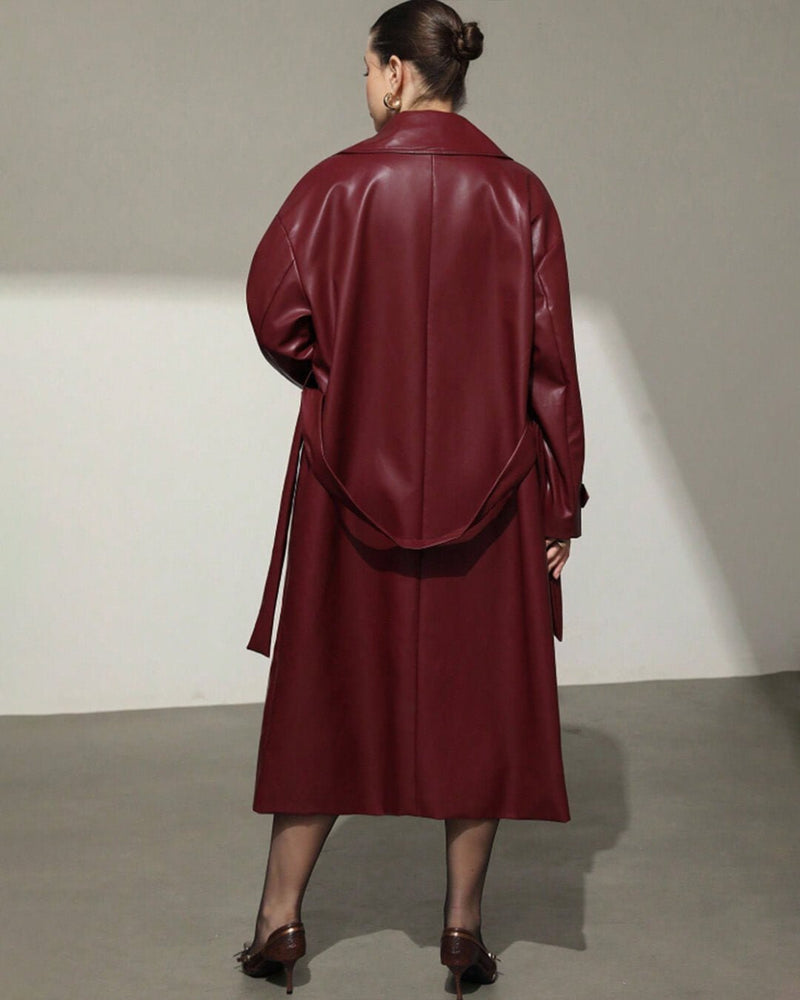 ZEYA - Connie Faux Leather Maxi Trench Coat