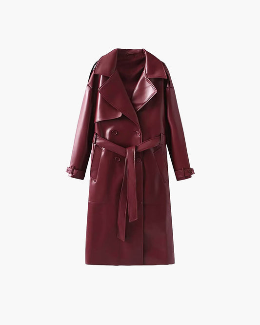 ZEYA - Connie Faux Leather Maxi Trench Coat