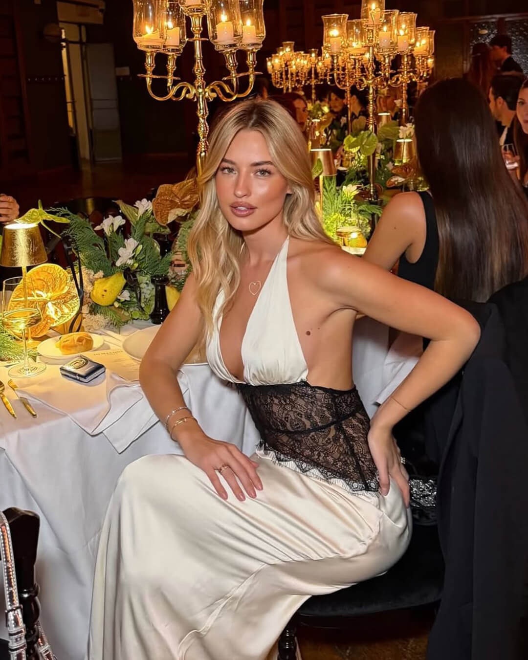 ZEYA - Danna Satin Lace Waist Backless Dress