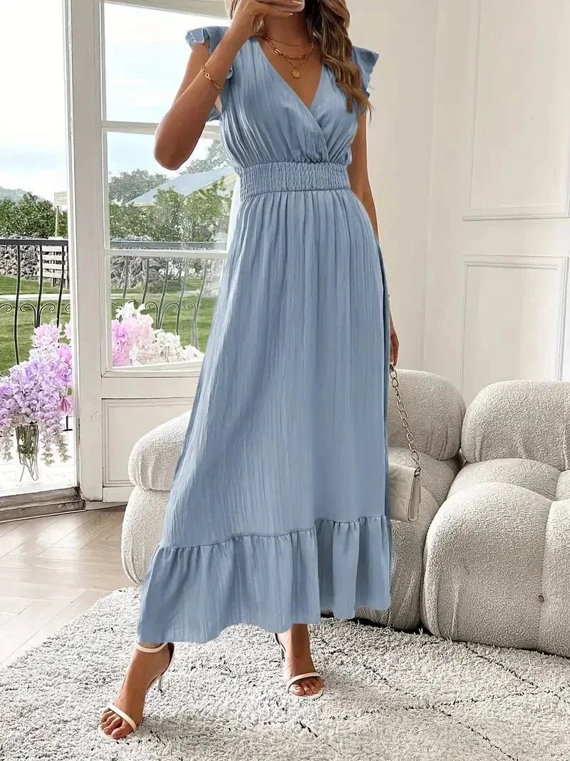 ZEYA - Delfina V - Neck Ruffle Swing Dress