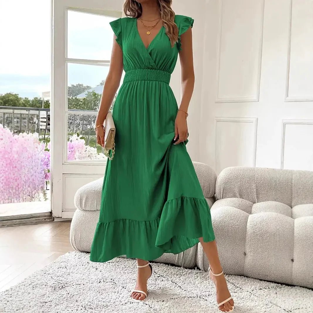 ZEYA - Delfina V - Neck Ruffle Swing Dress