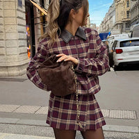 Ensemble bomber à carreaux et skort Denise