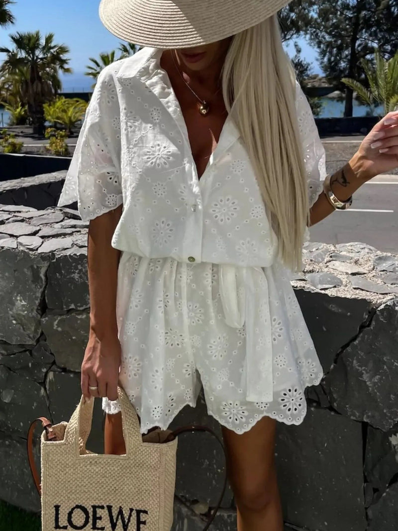 ZEYA - Diana Eyelet Scalloped Romper Set