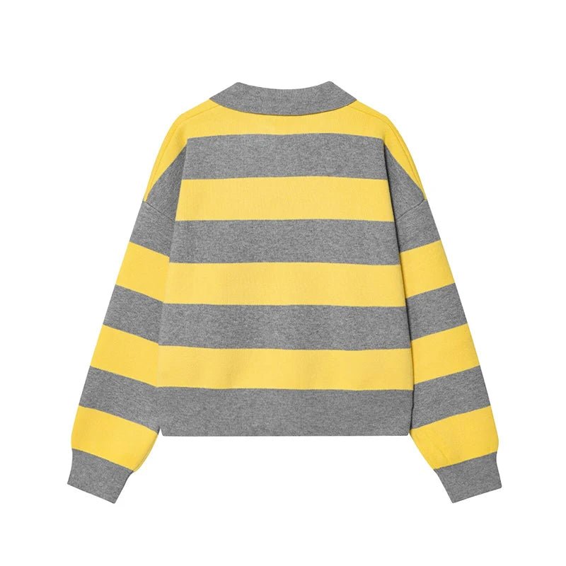 ZEYA - Elena Striped Knit Polo Sweater