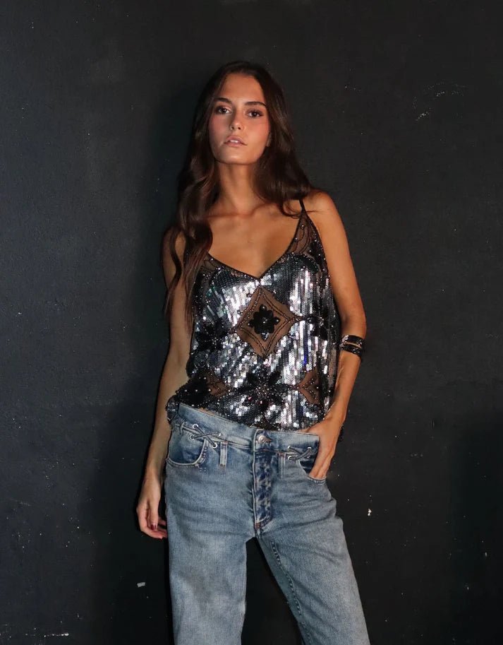 ZEYA - Elisabeta Embellished Sequin Sheer Top