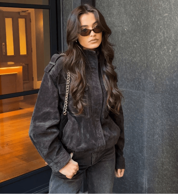 ZEYA - Elisse Suede Bomber Jacket