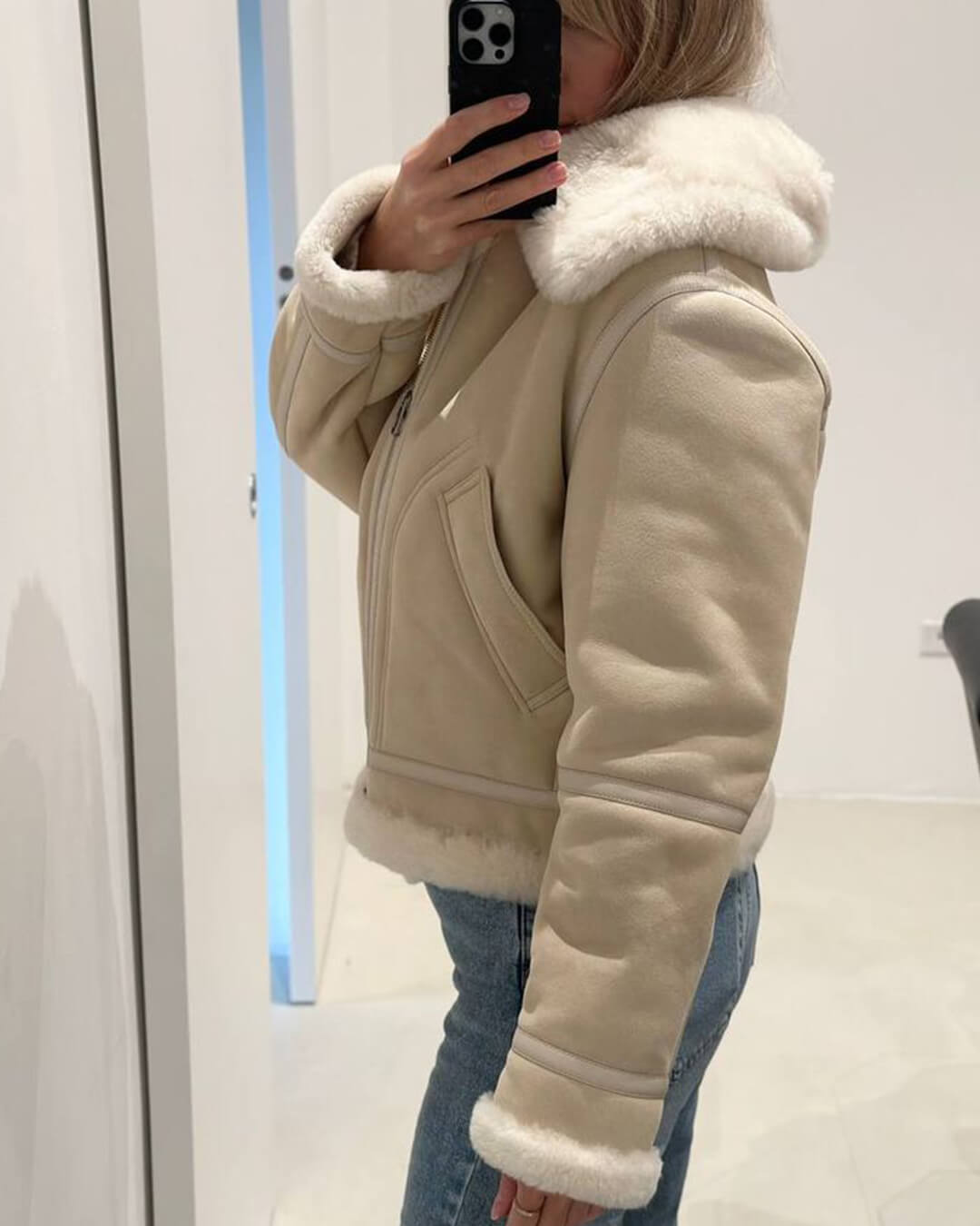 ZEYA - Elodie Suede Faux Fur Jacket