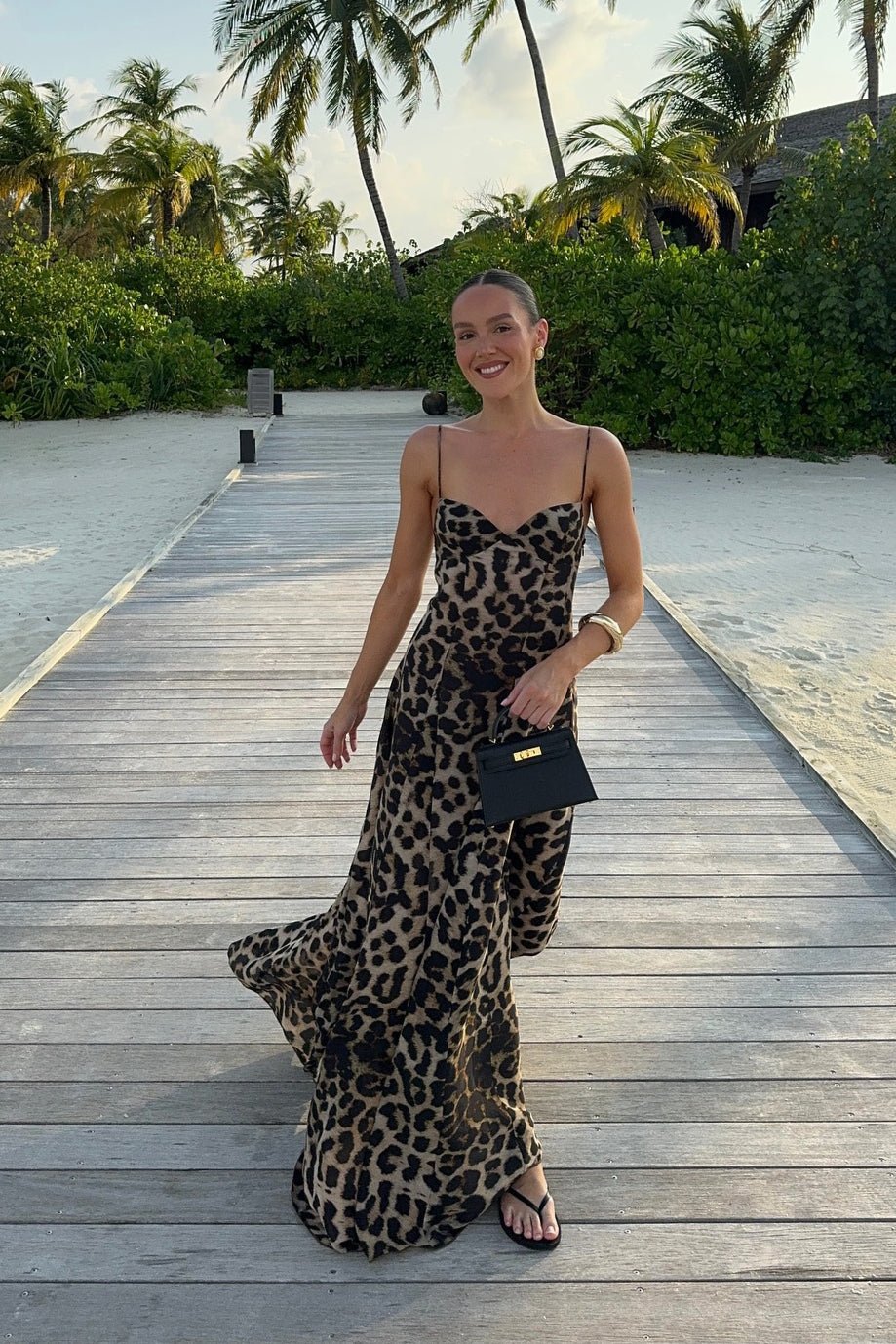 ZEYA - Enora Leopard Print Spaghetti Strap Maxi Dress