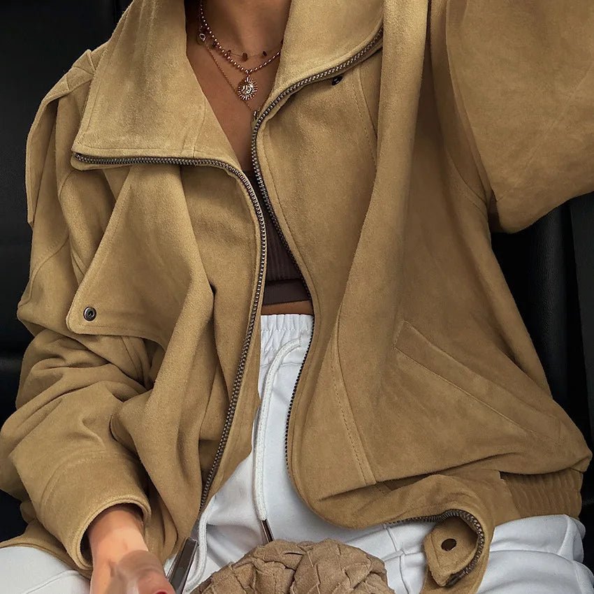 ZEYA - Erica Faux Suede Oversized Bomber Jacket