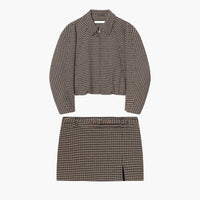 Erica. Veste tailleur zippée pied-de-poule