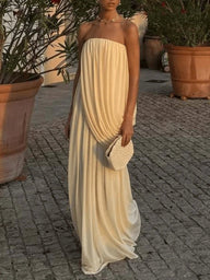 Erika robe maxi plissée sans bretelles