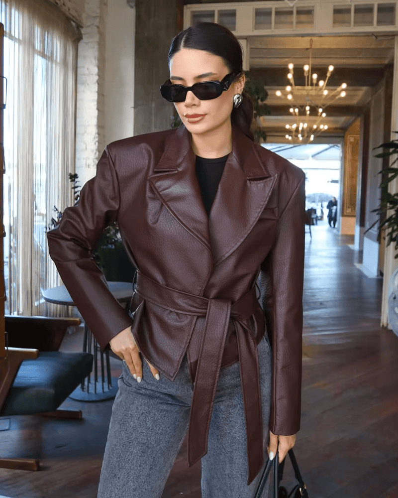 ZEYA - Esther Lace-Up Vegan Leather Jacket