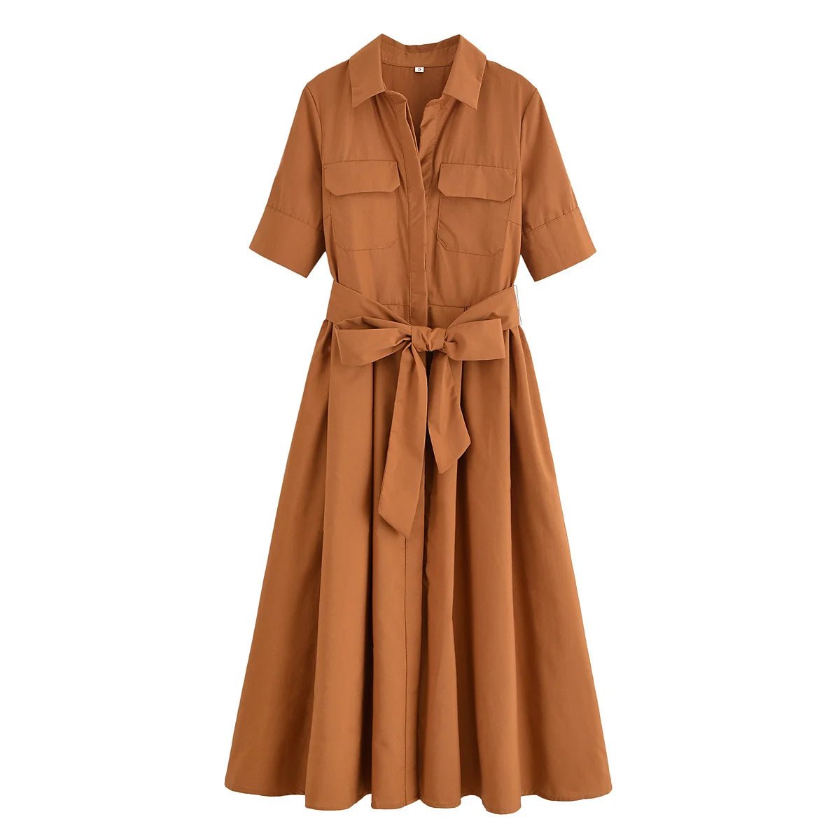 ZEYA - Evita Belted Shirt Midi Dress