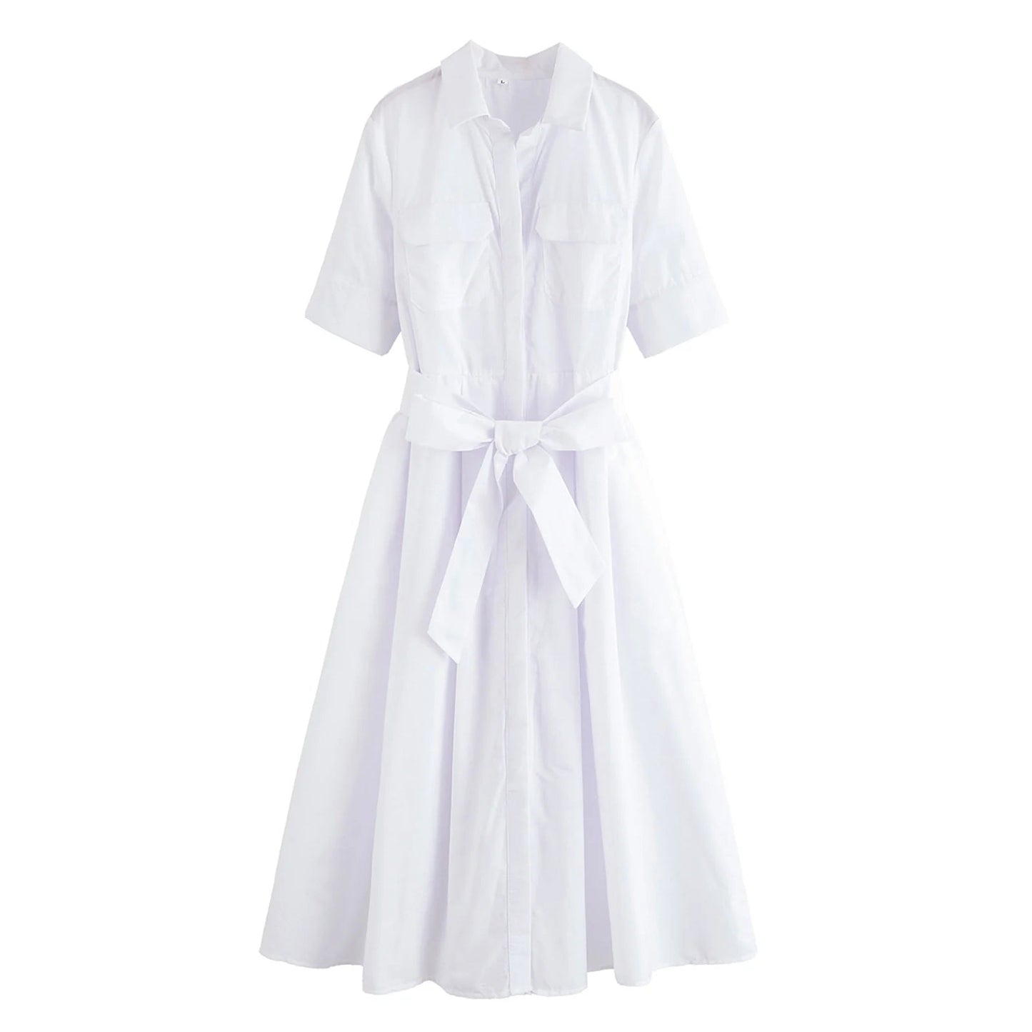 ZEYA - Evita Belted Shirt Midi Dress