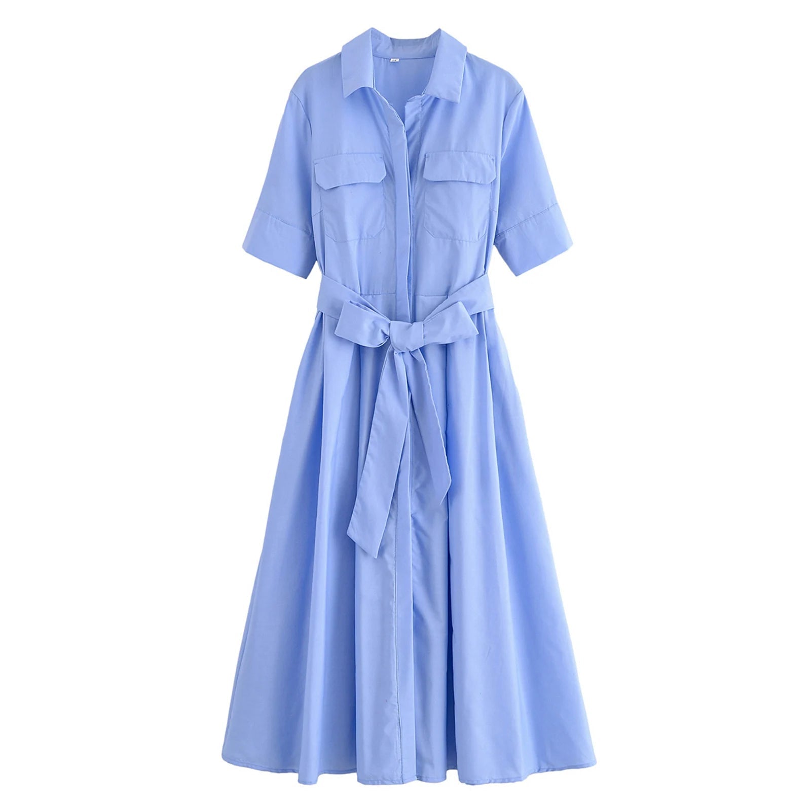 ZEYA - Evita Belted Shirt Midi Dress