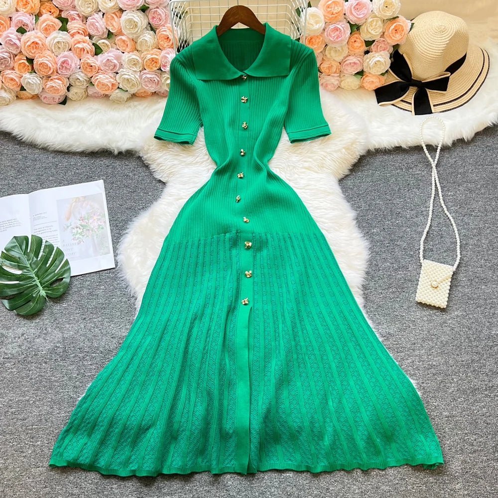 ZEYA - Faye Turn - Down Collar Knit Maxi Dress