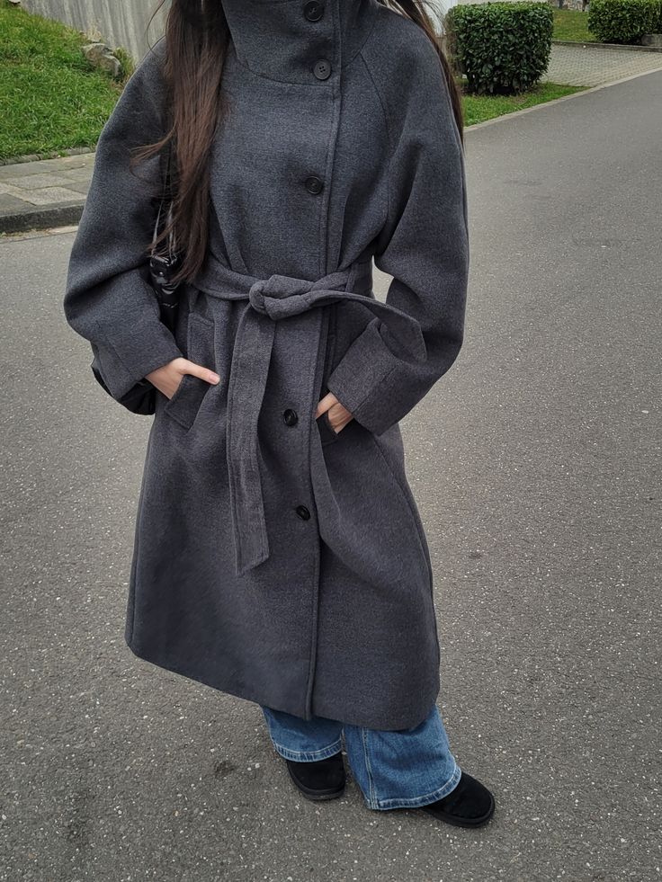 ZEYA - Feline Long Belted High Collar Coat
