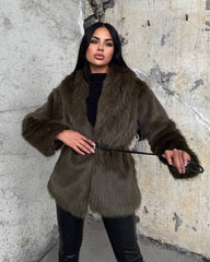 Feliz Faux Fur Coat with Belt