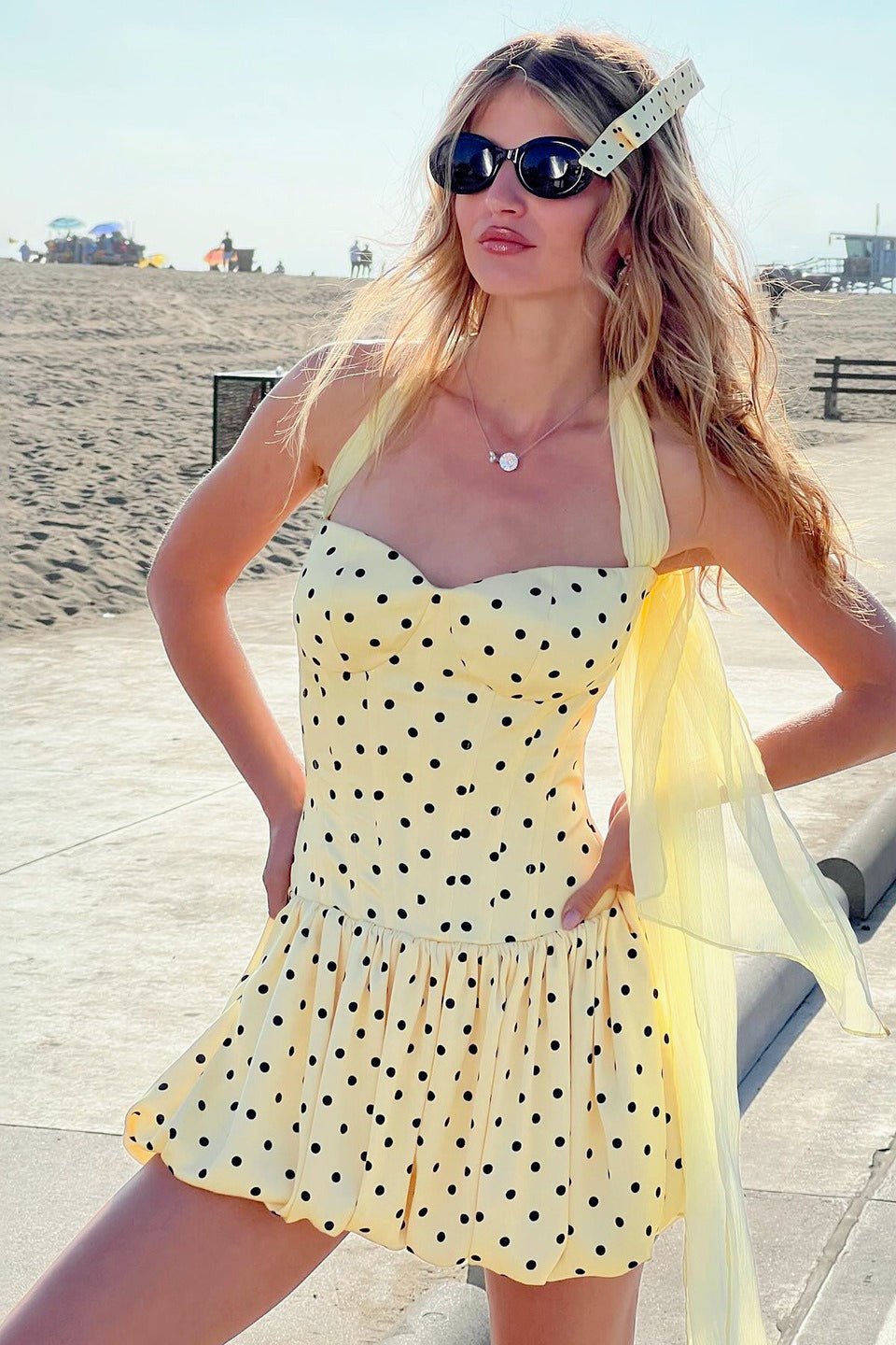 ZEYA - Feliz Polka Dot Halter - Neck Mini Dress