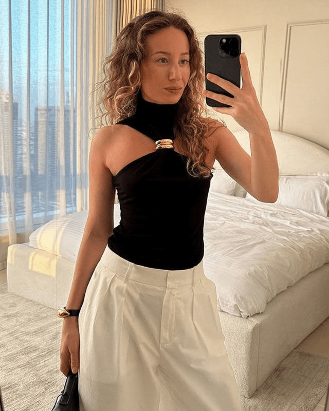 ZEYA - Gertrude Gold Accent Halter Top
