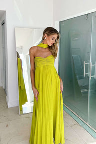 Robe maxi drapée dos nu Gina