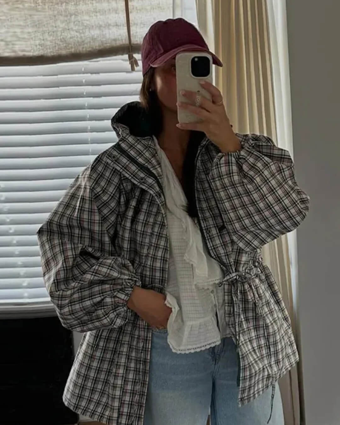 ZEYA - Gina Retro Plaid Hooded Jacket