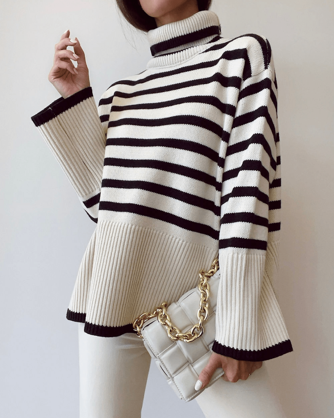 ZEYA - Gisela Striped Turtleneck Sweater