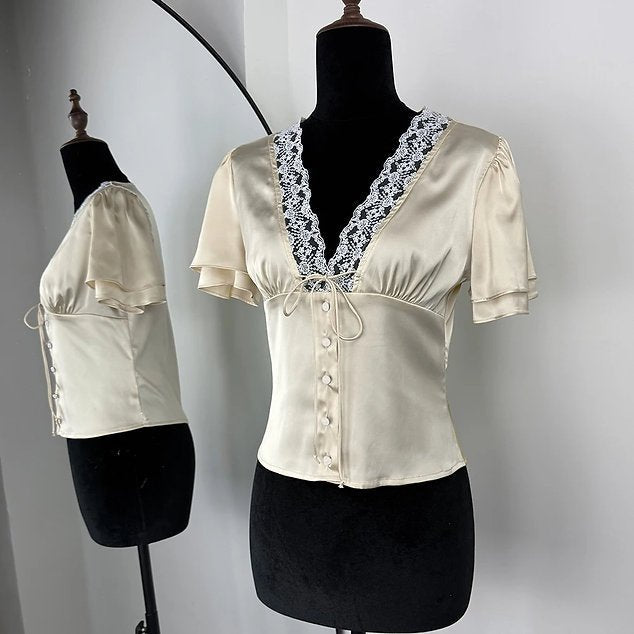 ZEYA - Greta Satin Button Blouse