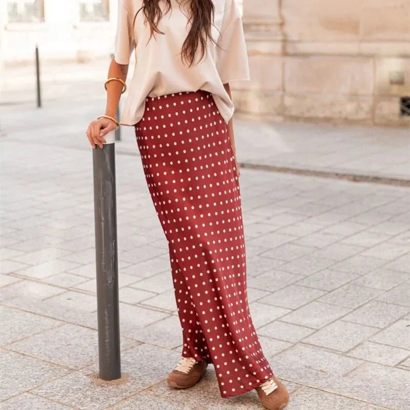 ZEYA - Halia Polka Dot Satin Maxi Skirt