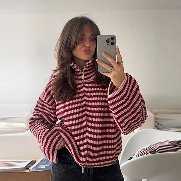 ZEYA - Hanna High Neck Zip-Up Cardigan