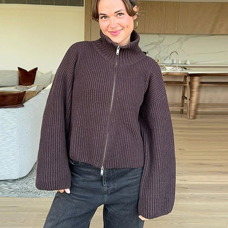 ZEYA - Hanna High Neck Zip-Up Cardigan