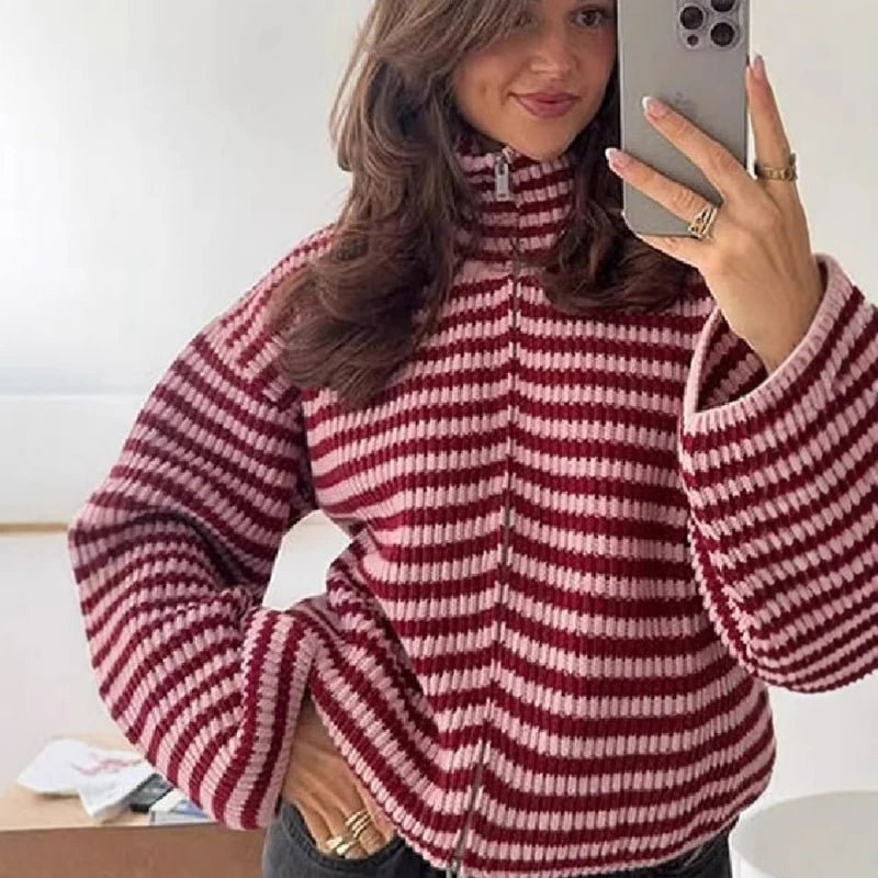 ZEYA - Hanna High Neck Zip-Up Cardigan