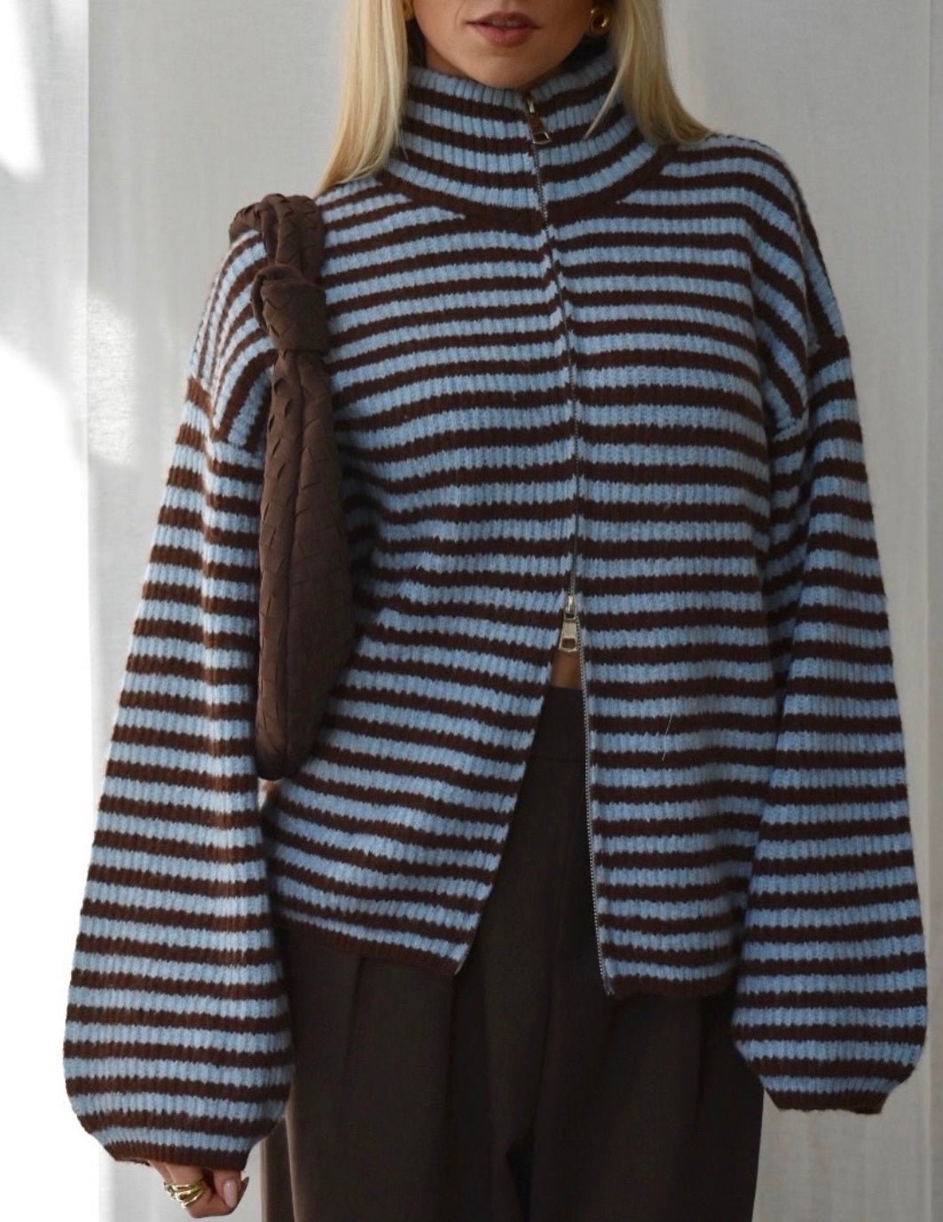 ZEYA - Hanna High Neck Zip-Up Cardigan