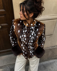 Harriet Stand Collar Faux Fur Jacket