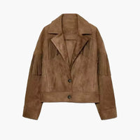 Helen Faux Suede Lapel Cropped Jacket