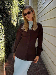 Cardigan à taille cintrée à col en V Henna