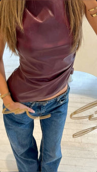 Ahlea débardeur en simili cuir