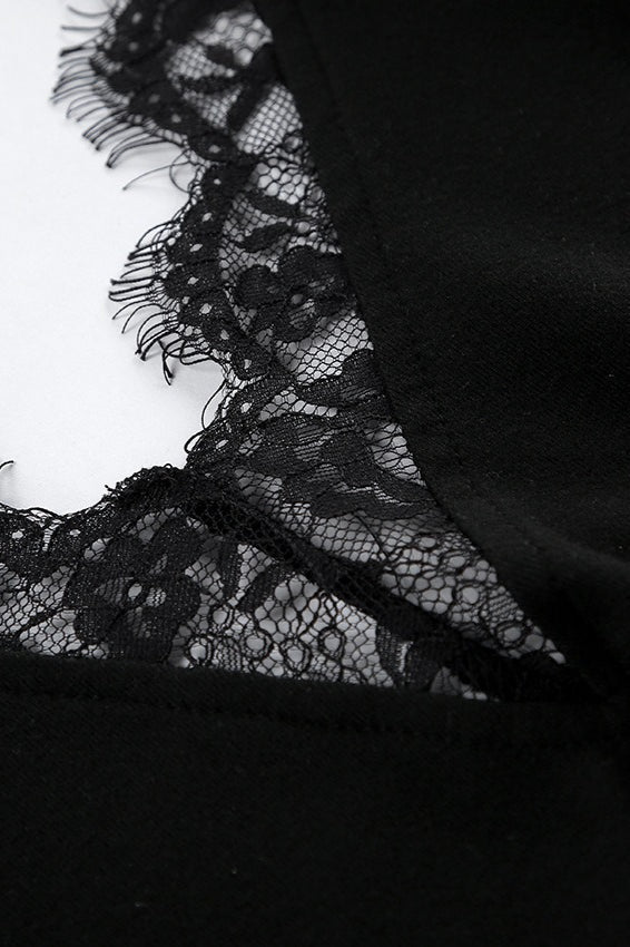 ZEYA - Hilda Lace Trim Slim Long Sleeve Mini Dress