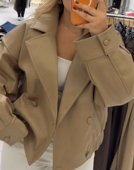 ZEYA - Isabel Double Breasted Faux Leather Coat