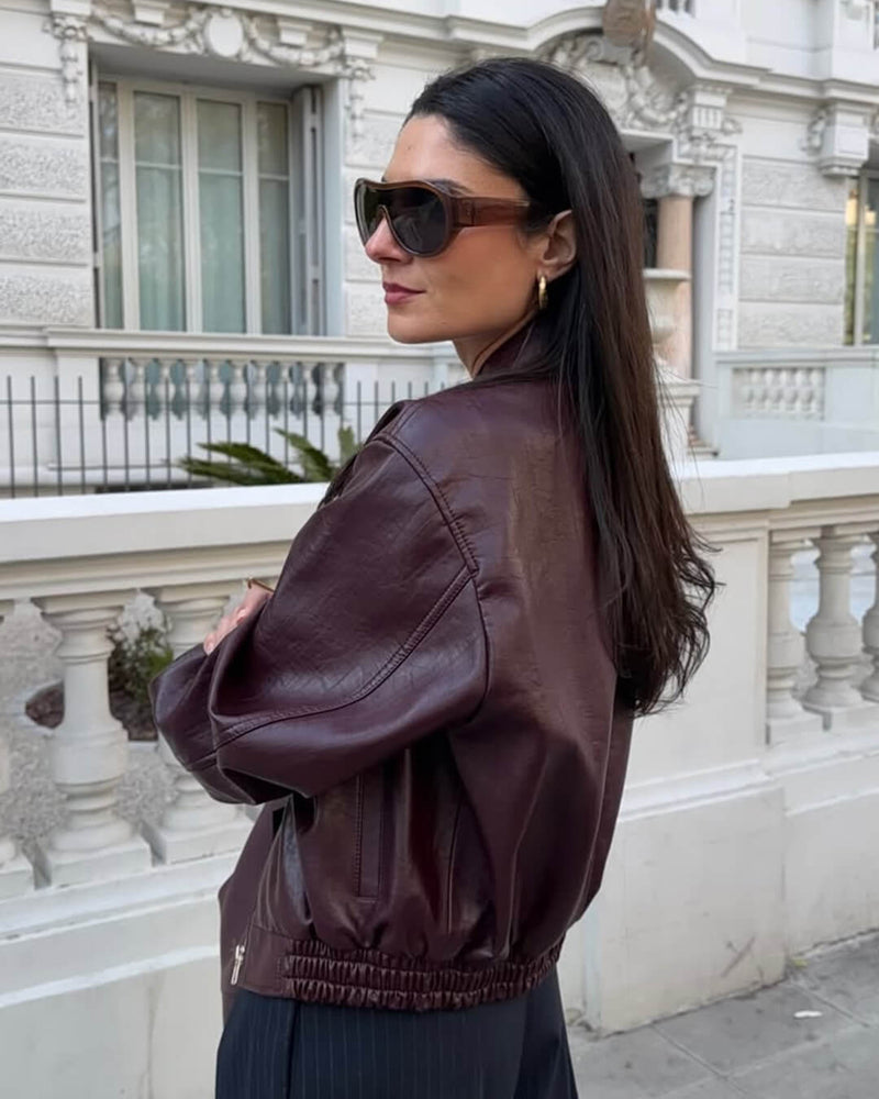 ZEYA - Jade Faux Leather Lapel Jacket
