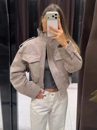 Jasmin Faux Suede Cropped Jacket