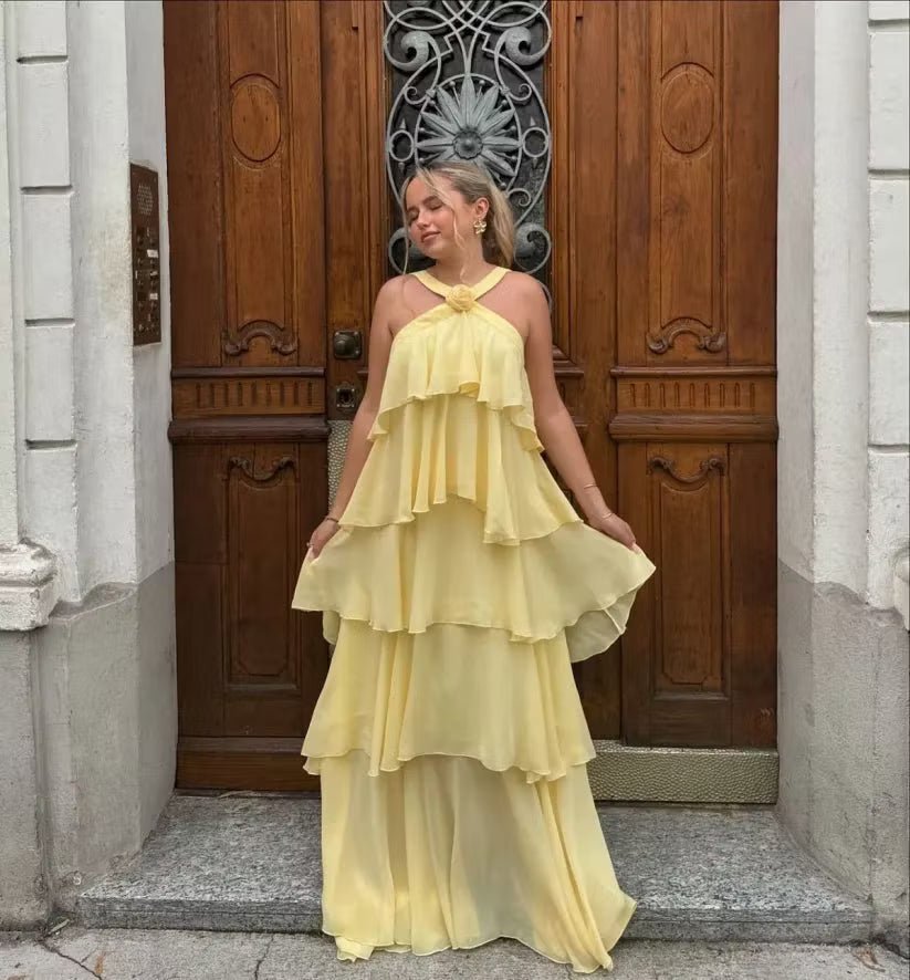 ZEYA - Jasmine Ruffle Backless Maxi Dress