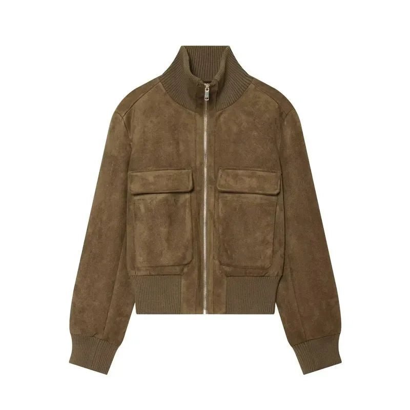 ZEYA - Jean Faux Suede Bomber Jacket
