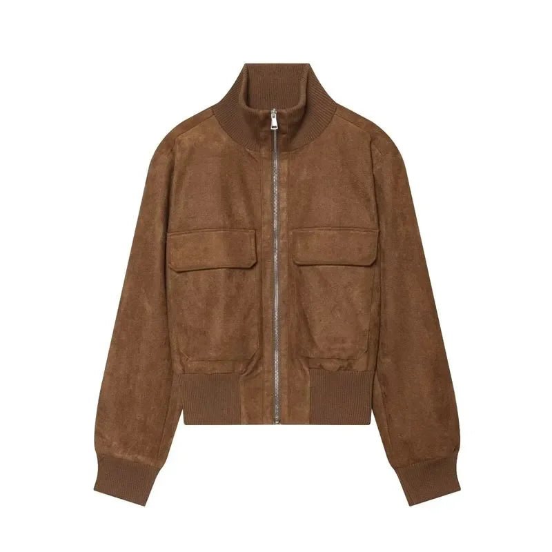 ZEYA - Jean Faux Suede Bomber Jacket
