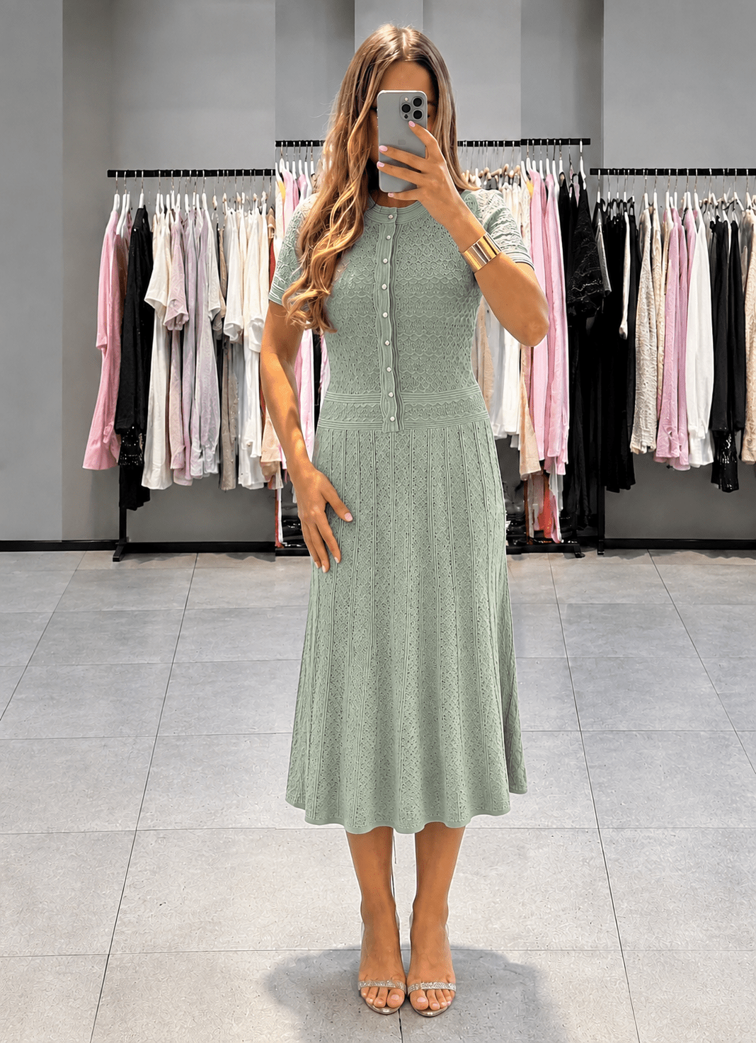 ZEYA - Jenina Half Button Knitted Midi Dress