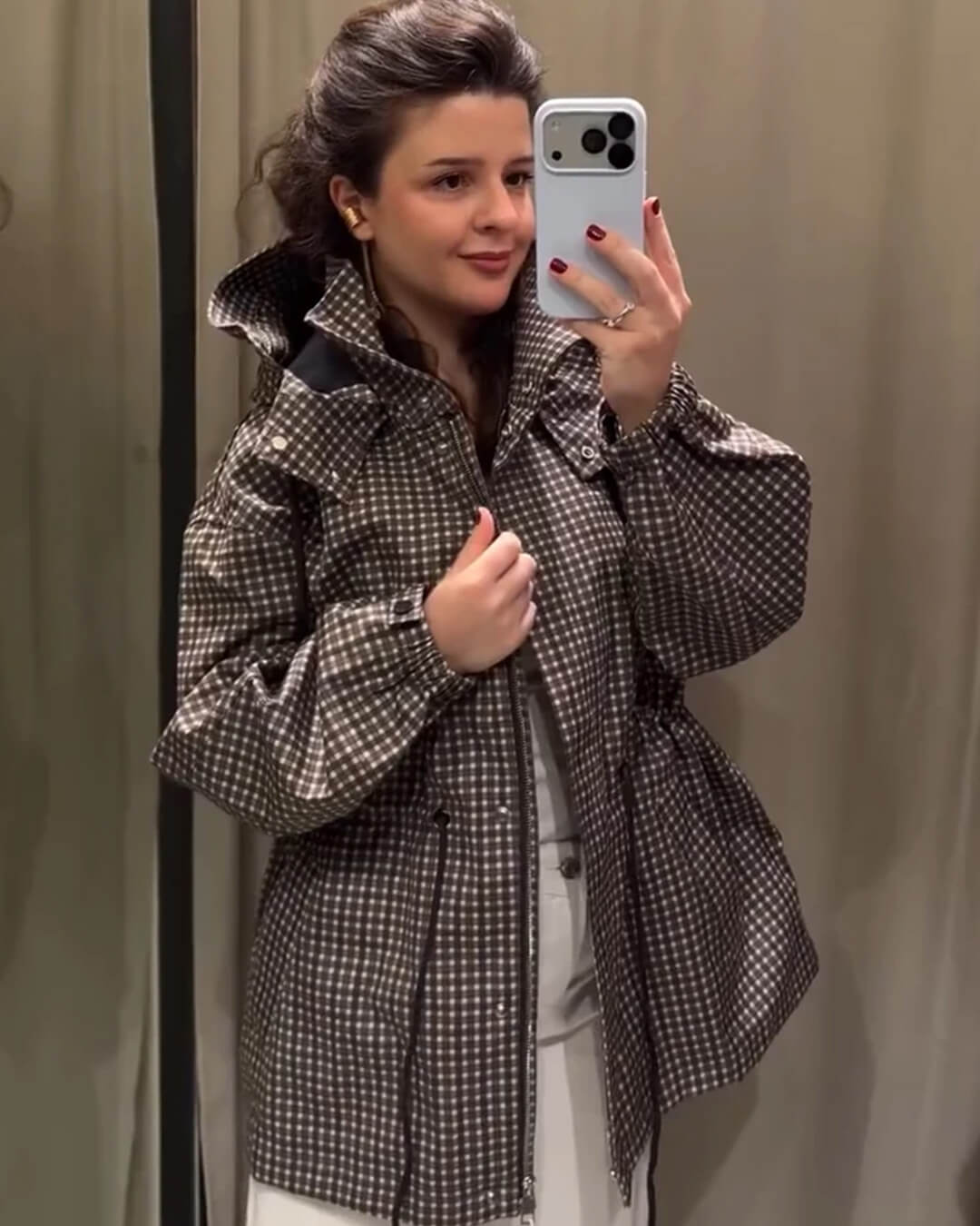 ZEYA - Jenny Plaid Hooded Windbreaker Jacket