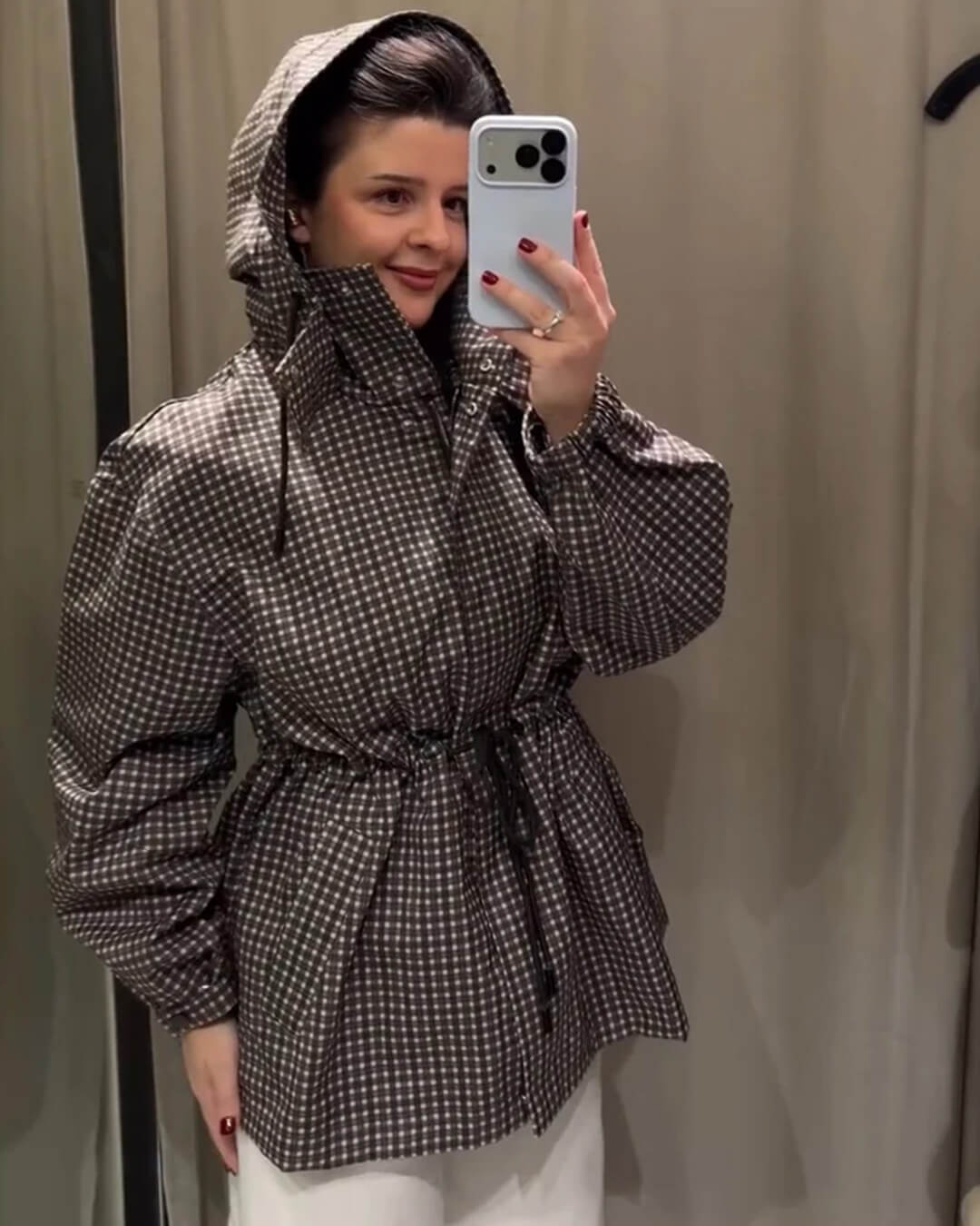 ZEYA - Jenny Plaid Hooded Windbreaker Jacket